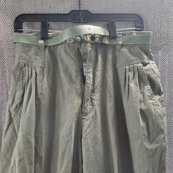 Cherokee Vintage HighWaisted Navy Green Pleated Trousers With Belt Size 14 - Picture 13 of 13